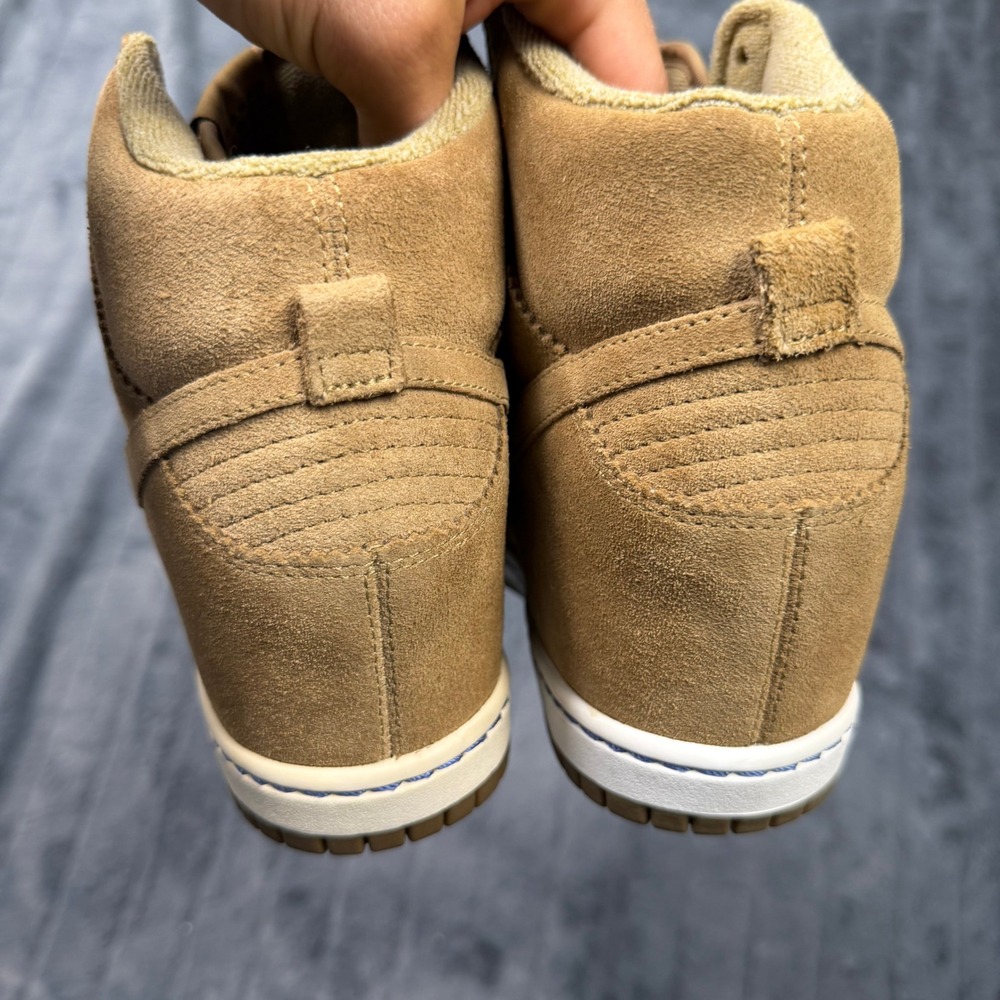 Nike Dunk Sky High Wheat Suede Wedge Sneakers Tan 528899-201 Womens 11 - Picture 5 of 8